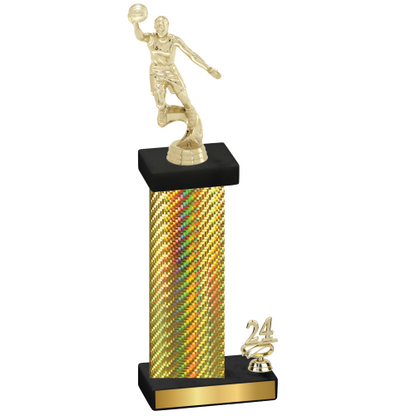 Accented Single Gold Carbon Fiber Year Basketball Trophy