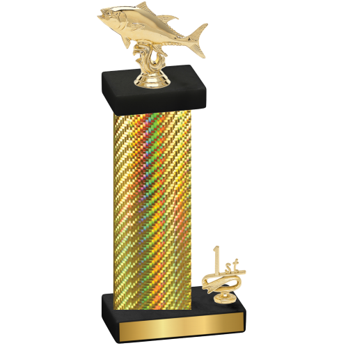 Accented Single Gold Carbon Fiber First Place Fishing Trophy