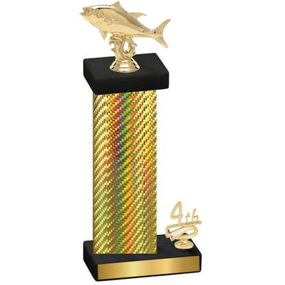 Accented Single Gold Carbon Fiber Fourth Place Fishing Trophy