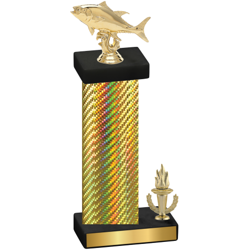 Accented Single Gold Carbon Fiber Victory Fishing Trophy