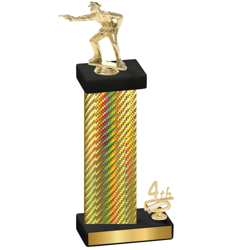 Accented Single Gold Carbon Fiber Fourth Place Shooter Trophy