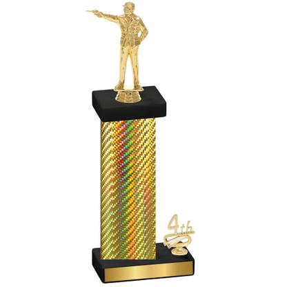 Accented Single Gold Carbon Fiber Fourth Place Shooter Trophy