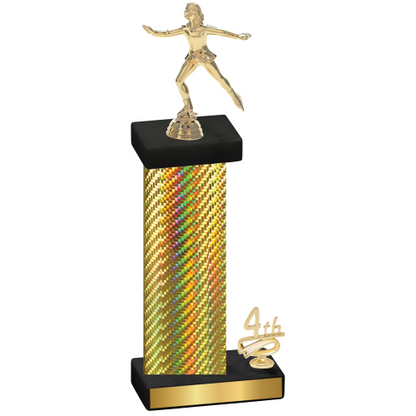 Accented Single Gold Carbon Fiber Fourth Place Skater Trophy