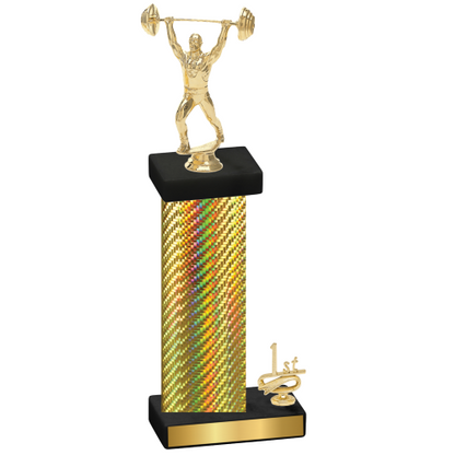 Accented Single Gold Carbon Fiber First Place Weights Trophy