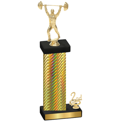 Accented Single Gold Carbon Fiber Second Place Weights Trophy