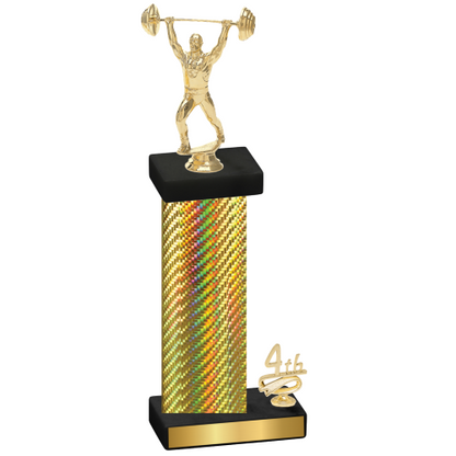 Accented Single Gold Carbon Fiber Fourth Place Weights Trophy