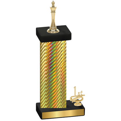 Accented Single Gold Carbon Fiber First Place Chess Trophy