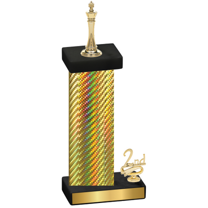 Accented Single Gold Carbon Fiber Second Place Chess Trophy