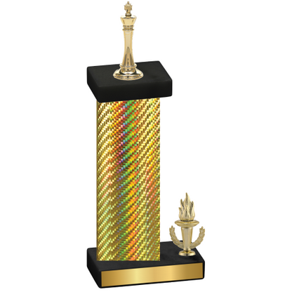 Accented Single Gold Carbon Fiber Victory Chess Trophy