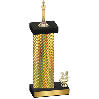 Accented Single Gold Carbon Fiber Year Chess Trophy