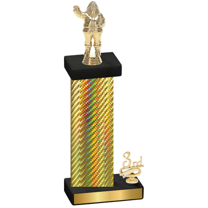 Accented Single Gold Carbon Fiber Third Place Holiday Trophy