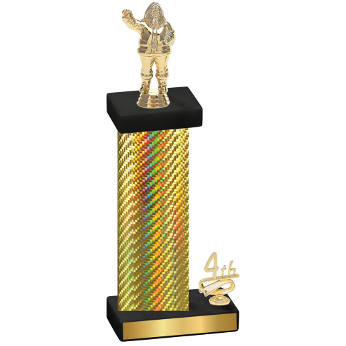 Accented Single Gold Carbon Fiber Fourth Place Holiday Trophy