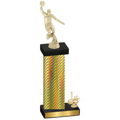 Accented Single Gold Carbon Fiber First Place Basketball Trophy