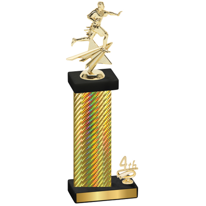 Accented Single Gold Carbon Fiber Fourth Place Flag Football Trophy