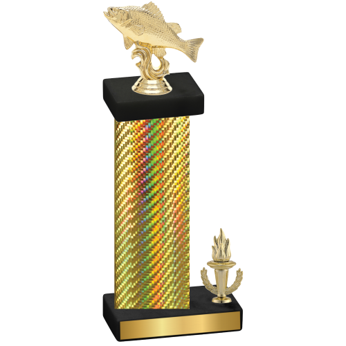 Accented Single Gold Carbon Fiber Victory Fishing Trophy