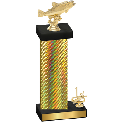 Accented Single Gold Carbon Fiber First Place Fishing Trophy