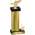 Accented Single Gold Carbon Fiber Third Place Fishing Trophy