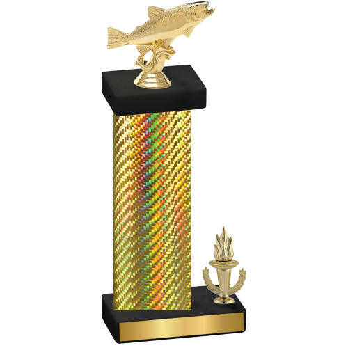 Accented Single Gold Carbon Fiber Victory Fishing Trophy