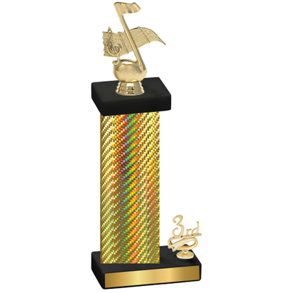 Accented Single Gold Carbon Fiber Third Place Music Trophy