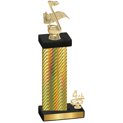Accented Single Gold Carbon Fiber Fourth Place Music Trophy