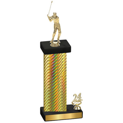 Accented Single Gold Carbon Fiber Year Golf Trophy