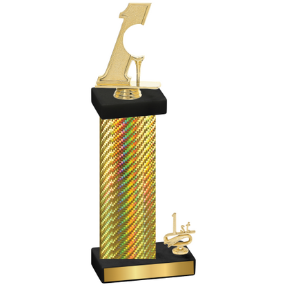 Accented Single Gold Carbon Fiber First Place Golf Trophy