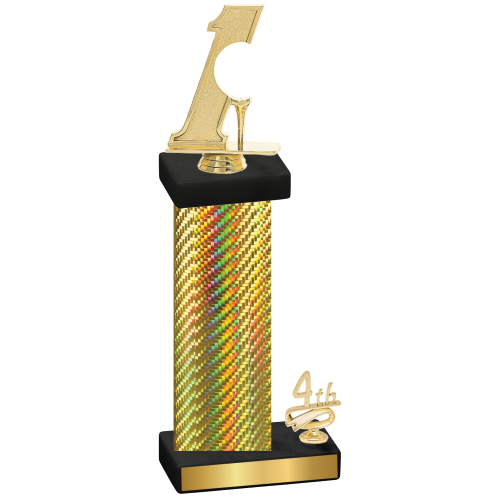 Accented Single Gold Carbon Fiber Fourth Place Golf Trophy