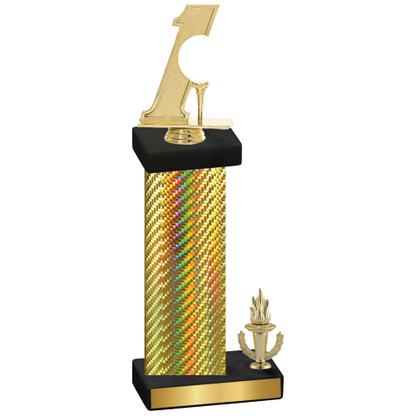 Accented Single Gold Carbon Fiber Victory Golf Trophy