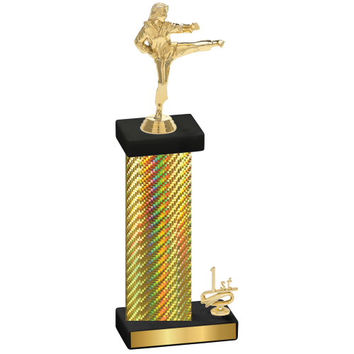 Accented Single Gold Carbon Fiber First Place Karate Trophy