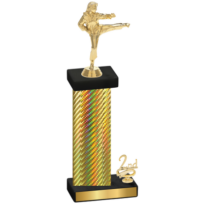 Accented Single Gold Carbon Fiber Second Place Karate Trophy