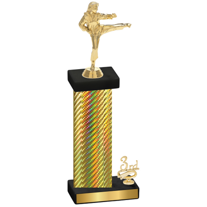 Accented Single Gold Carbon Fiber Third Place Karate Trophy