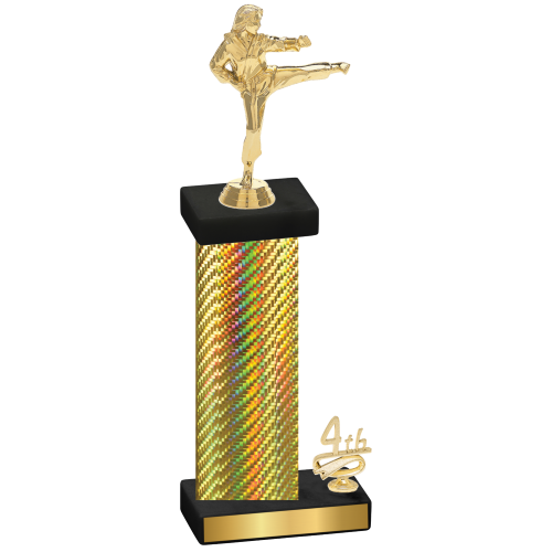 Accented Single Gold Carbon Fiber Fourth Place Karate Trophy