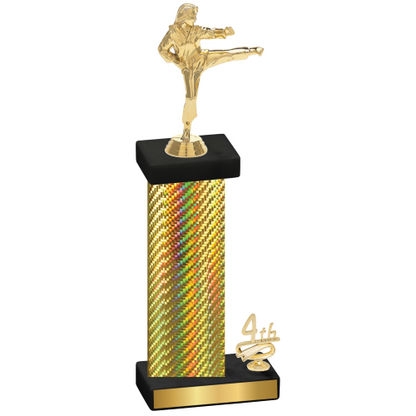 Accented Single Gold Carbon Fiber Fourth Place Karate Trophy