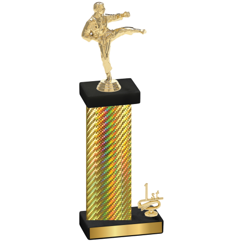 Accented Single Gold Carbon Fiber First Place Karate Trophy