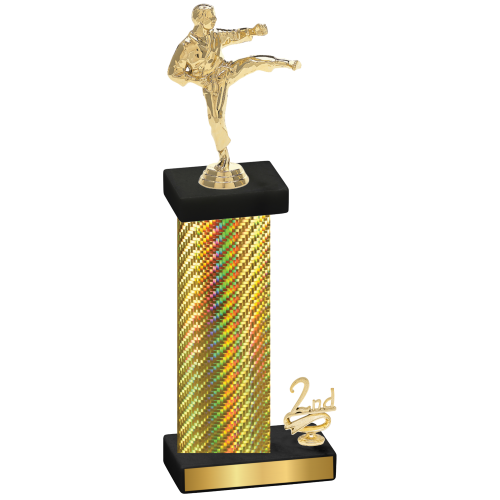 Accented Single Gold Carbon Fiber Second Place Karate Trophy