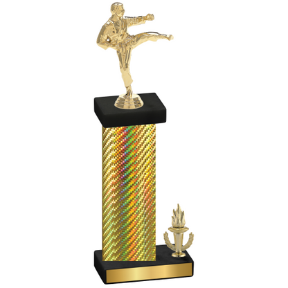 Accented Single Gold Carbon Fiber Victory Karate Trophy