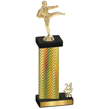 Accented Single Gold Carbon Fiber Year Karate Trophy