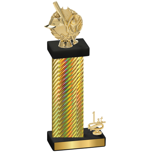 Accented Single Gold Carbon Fiber First Place Baseball Trophy