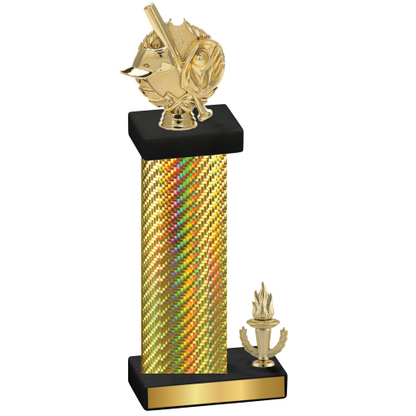 Accented Single Gold Carbon Fiber Victory Baseball Trophy