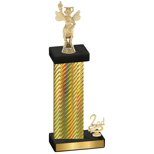 Accented Single Gold Carbon Fiber Second Place Academics Trophy