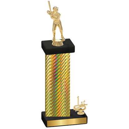 Accented Single Gold Carbon Fiber First Place Baseball Trophy