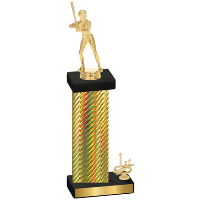 Accented Single Gold Carbon Fiber First Place Softball Trophy