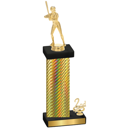 Accented Single Gold Carbon Fiber Second Place Softball Trophy