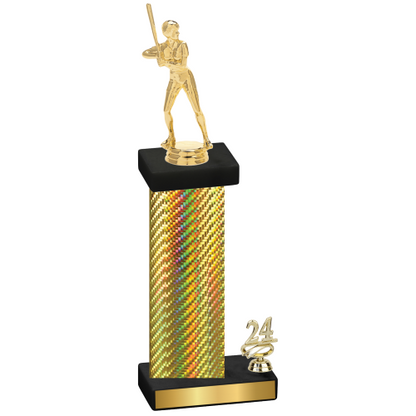 Accented Single Gold Carbon Fiber Year Softball Trophy