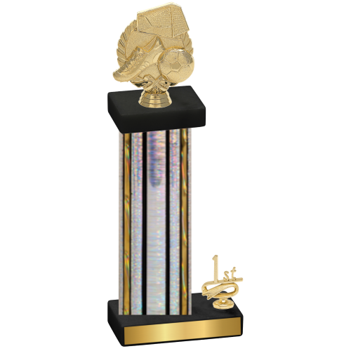 Accented Single Silver Glacier First Place Soccer Trophy