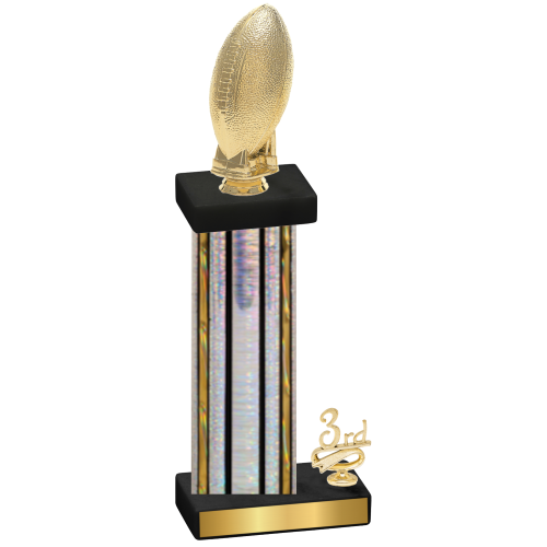 Accented Single Silver Glacier Third Place Football Trophy