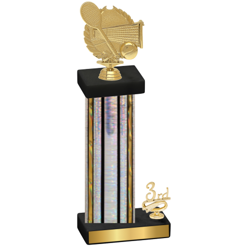 Accented Single Silver Glacier Third Place Tennis Trophy