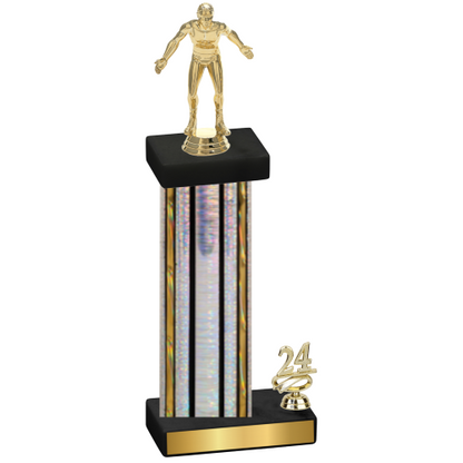 Accented Single Silver Glacier Year Wrestling Trophy