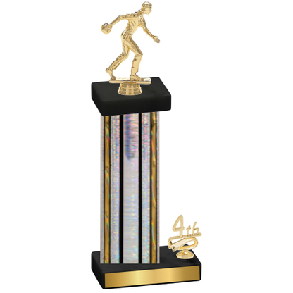 Accented Single Silver Glacier Fourth Place Bowling Trophy