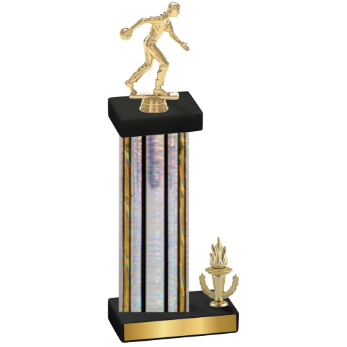Accented Single Silver Glacier Victory Bowling Trophy